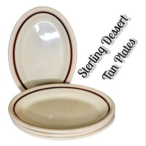 Vtg 4 Dessert Snack Appetizer Tan Plates Sterling Liverpool Ohio